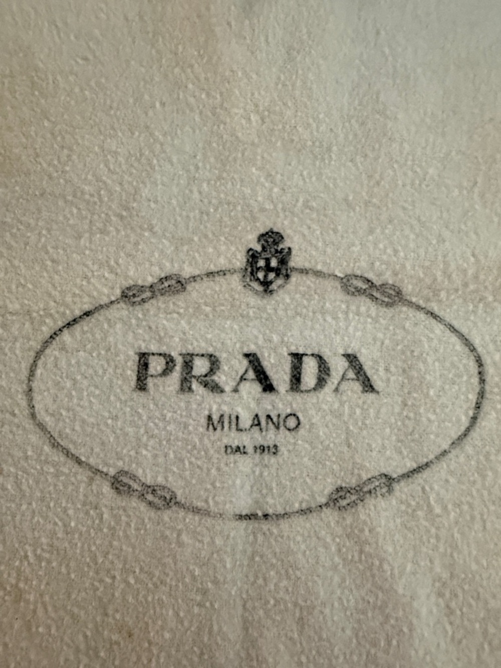 Prada Drawstring Logo Dust Bag in Ivory and Black Print logo on front.8” X 12.5” - Picture 3 of 3